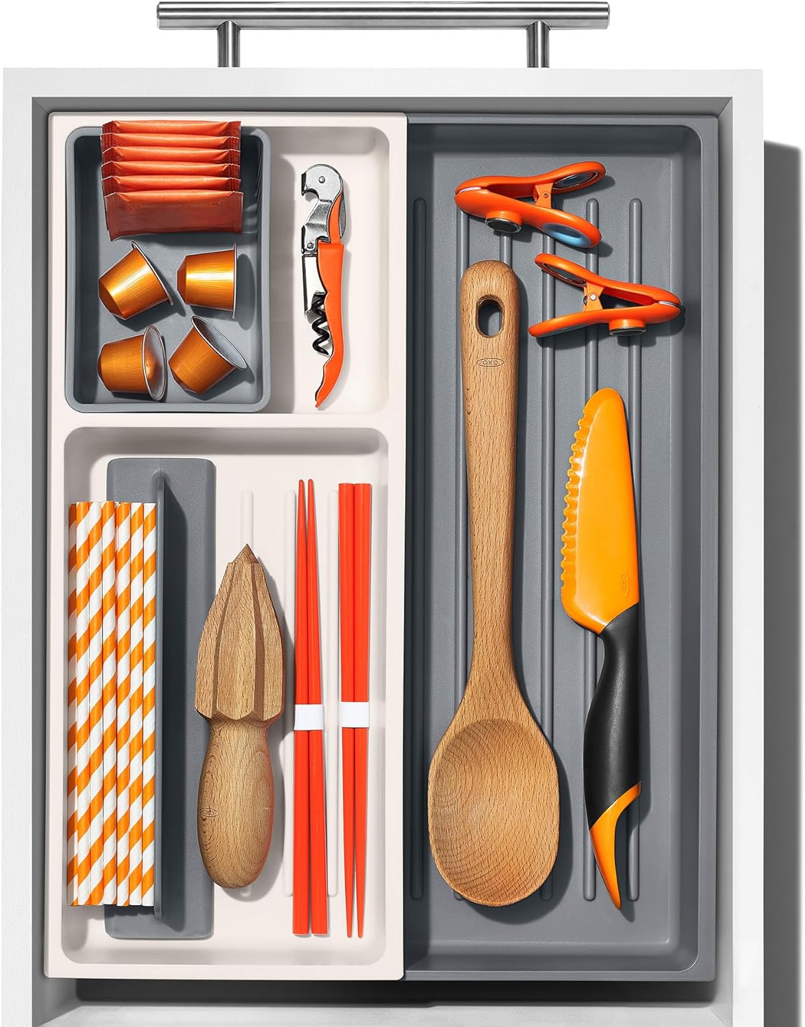 Good Grips Kitchen Drawer, Expandable Utensil Organizer, White