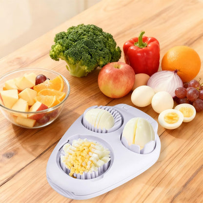 3 in 1 Egg Slicer For Hard Boiled Eggs, 3 Slice Modes Egg Slicer with Stainless Steel Wire Egg Cutter Heavy Duty for Hard Boiled Eggs, Strawberry, Grape, Kitchen Dicer Tool