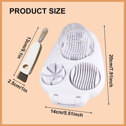 3 in 1 Egg Slicer For Hard Boiled Eggs, 3 Slice Modes Egg Slicer with Stainless Steel Wire Egg Cutter Heavy Duty for Hard Boiled Eggs, Strawberry, Grape, Kitchen Dicer Tool