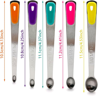 Measuring Spoons Set, Small Measuring Spoon 1/64, 1/32, 1/16, 1/8, 1/4 tsp, Mini Measuring Spoons, Stainless Steel Measuring Spoons, Set of 5
