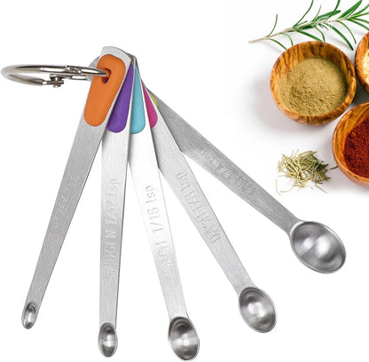 Measuring Spoons Set, Small Measuring Spoon 1/64, 1/32, 1/16, 1/8, 1/4 tsp, Mini Measuring Spoons, Stainless Steel Measuring Spoons, Set of 5