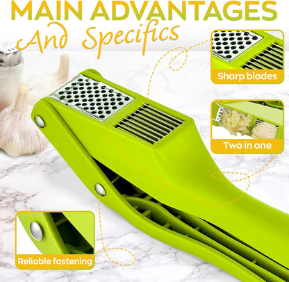 2 in 1 Garlic Slicer and Press, Stainless Steel with Durable Plastic