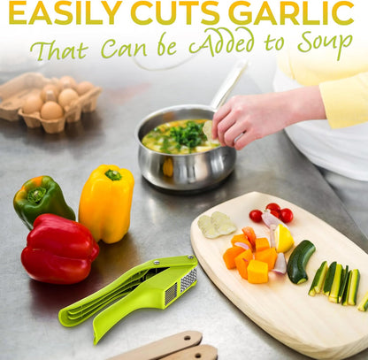 2 in 1 Garlic Slicer and Press, Stainless Steel with Durable Plastic