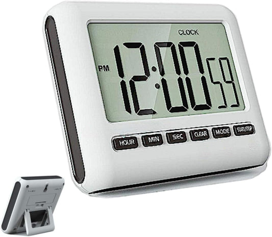 Magnetic Digital Clock for Kitchen - Timer with Alarm, 12/24 Hours, Big Screen, Loud Alarm & Strong Magnet - Count-Up & Count Down for Baking, Sports, Office, Study - Black