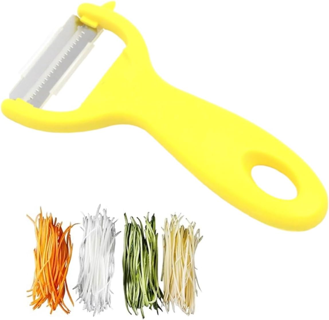 Julienne Peeler Vegetable Slicer - Fine Grater for Salads and Stir Fry, Stainless Steel, Safety Cover, Dishwasher Safe - For Carrots, Zuchini Noodles, Cucumbers, Potatoes, Peppers