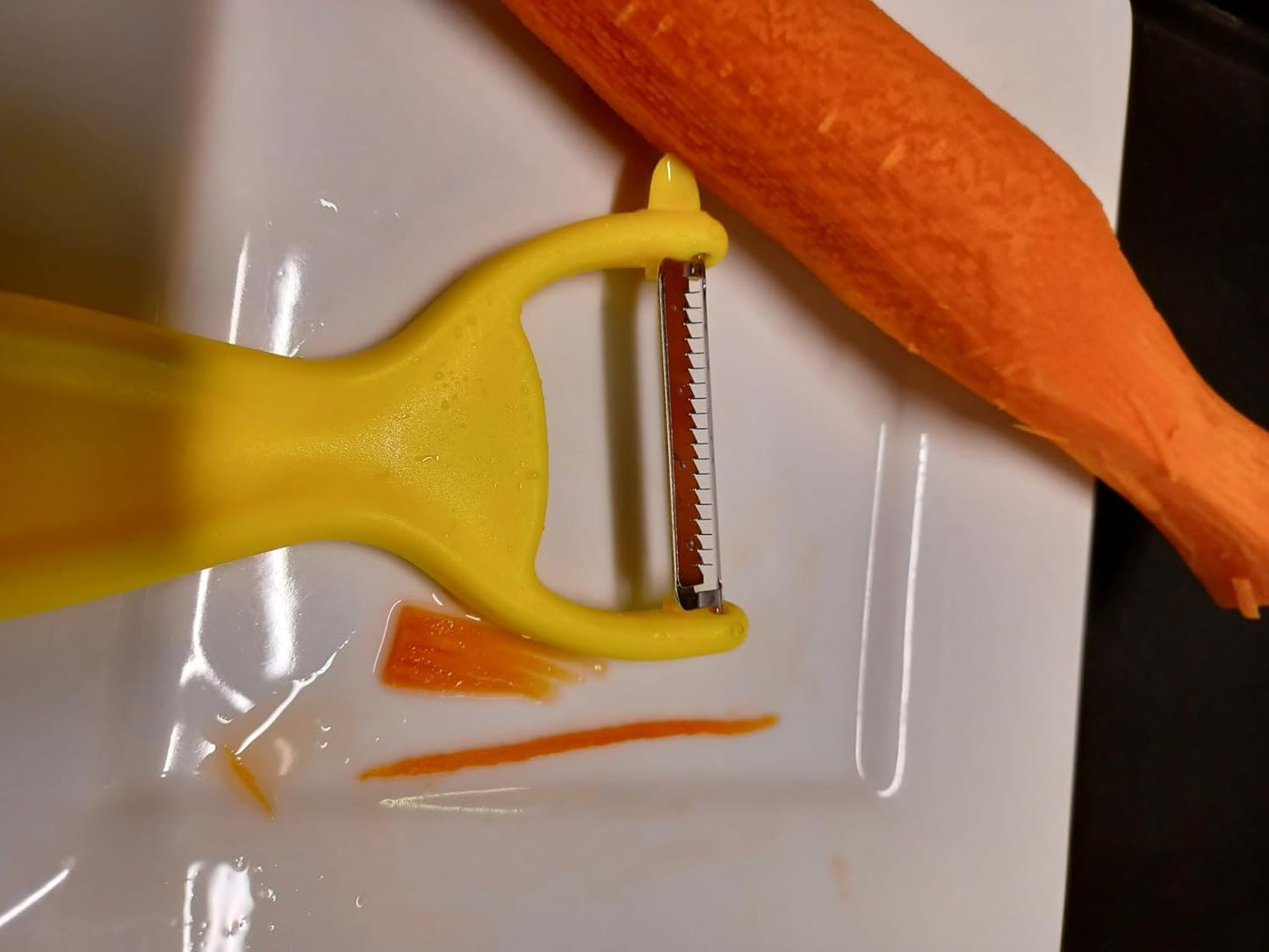 Julienne Peeler Vegetable Slicer - Fine Grater for Salads and Stir Fry, Stainless Steel, Safety Cover, Dishwasher Safe - For Carrots, Zuchini Noodles, Cucumbers, Potatoes, Peppers