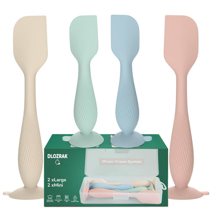 4-Pack Diaper Cream Spatula with Travel Case, Soft Baby Butt Spatula – Silicone Butt Paste Spatula, Convenient Diaper Spatula, Ideal Baby Shower Gift