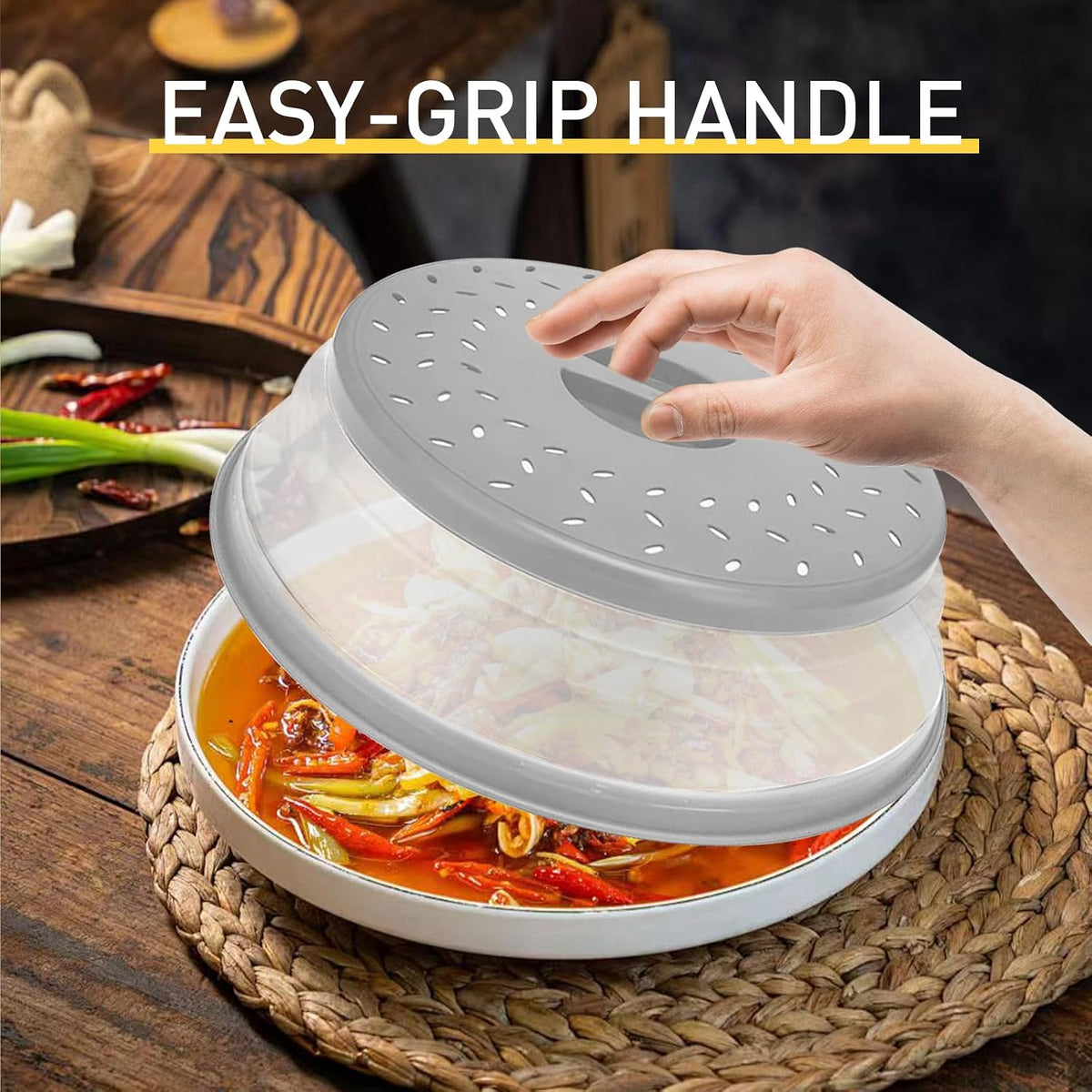 2 Pack Collapsible Microwave Splatter Cover, Red & Grey