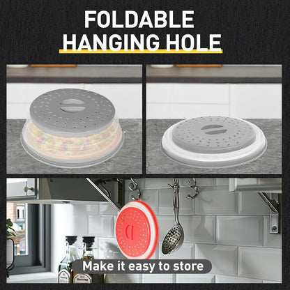 2 Pack Collapsible Microwave Splatter Cover, Red & Grey