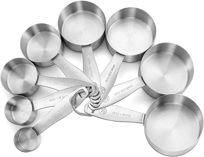 Measuring Cups and Spoons Set of in 18/8 Stainless Steel, Heavy Duty 8 Measuring Cups, 10 Measuring Spoons, 1 Leveler & 5 Mini Measuring Spoons Ideal for Dry and Liquid Ingredients