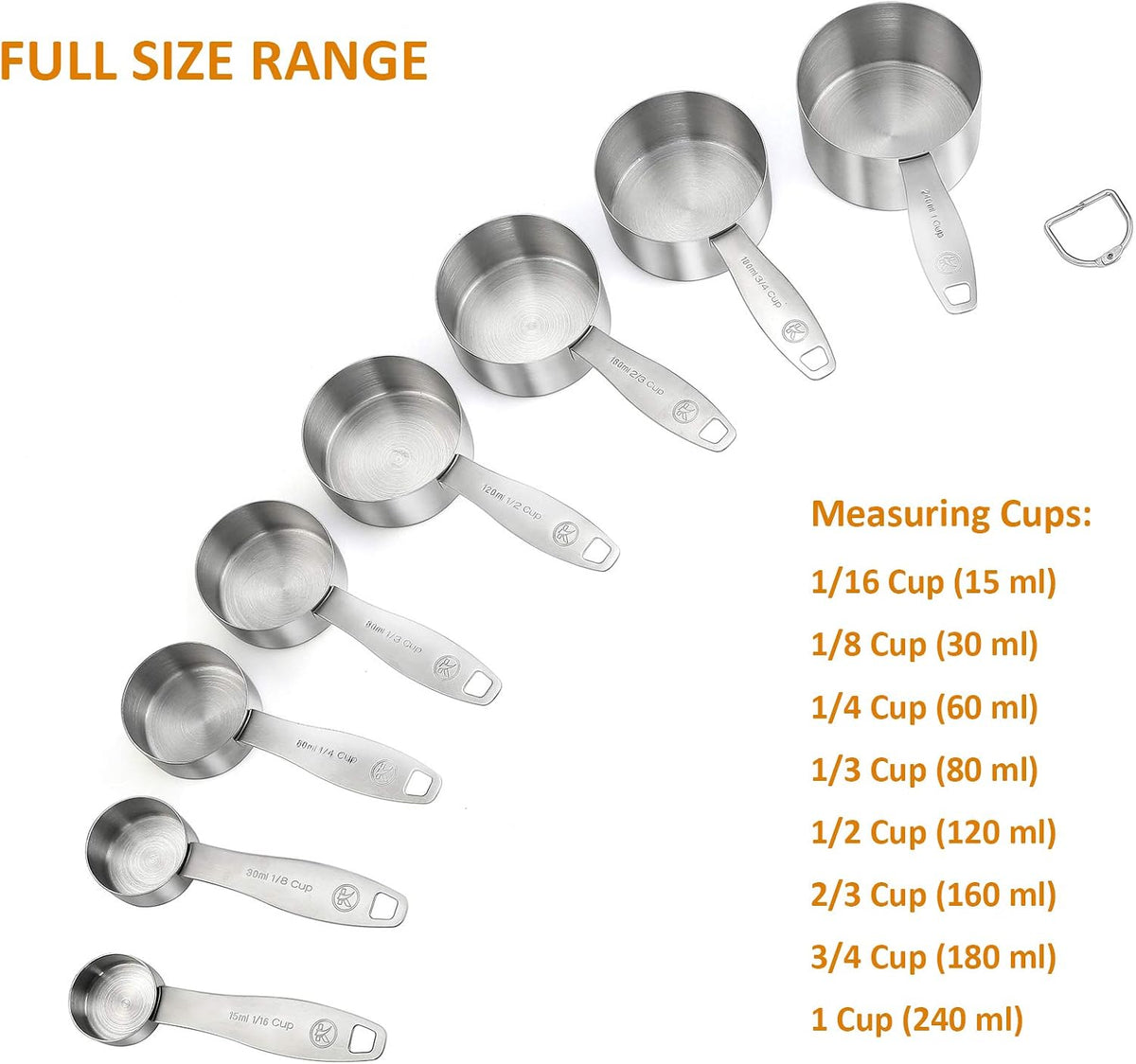 Measuring Cups and Spoons Set of in 18/8 Stainless Steel, Heavy Duty 8 Measuring Cups, 10 Measuring Spoons, 1 Leveler & 5 Mini Measuring Spoons Ideal for Dry and Liquid Ingredients
