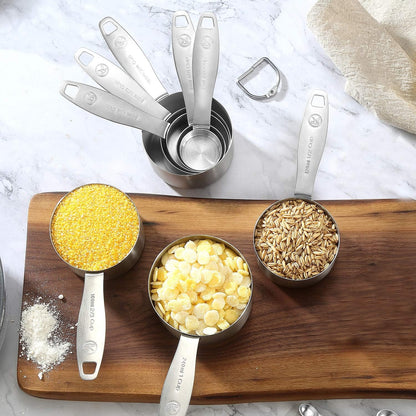 Measuring Cups and Spoons Set of in 18/8 Stainless Steel, Heavy Duty 8 Measuring Cups, 10 Measuring Spoons, 1 Leveler & 5 Mini Measuring Spoons Ideal for Dry and Liquid Ingredients