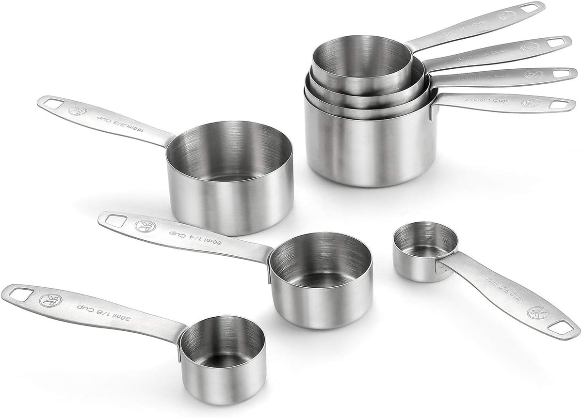 Measuring Cups and Spoons Set of in 18/8 Stainless Steel, Heavy Duty 8 Measuring Cups, 10 Measuring Spoons, 1 Leveler & 5 Mini Measuring Spoons Ideal for Dry and Liquid Ingredients