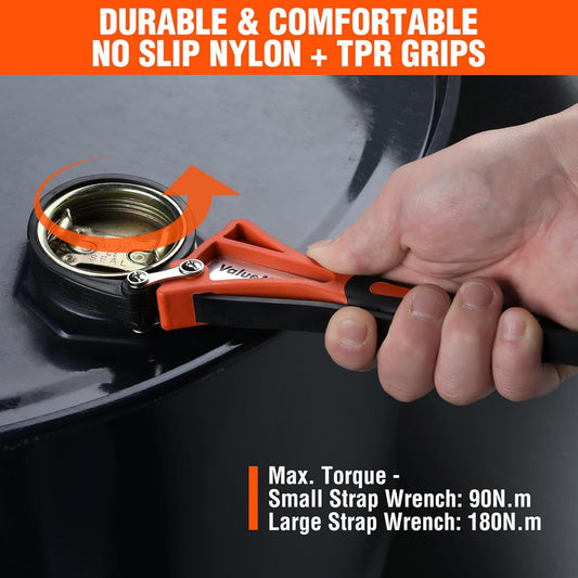 2-piece Strap Wrench Set, Adjustable Oil Filter Wrench for Shower Head Water Filter, Jar Opener Set