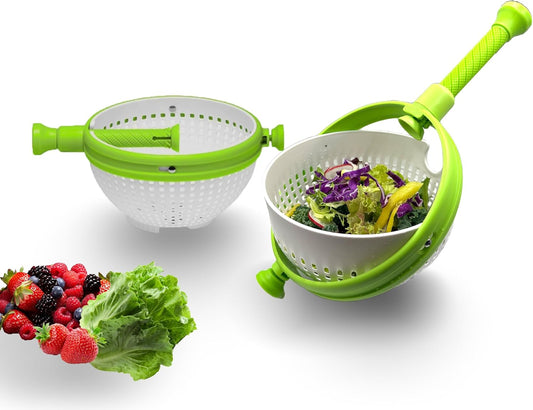 Collapsible Salad Spinner 3-in-1, 3Qt Space Saving Colander & Vegetable Dryer, Foldable for Easy Storage, Dishwasher Safe, BPA-Free, Non-Slip Base, for Small Kitchens, Dorms, RV, Camping