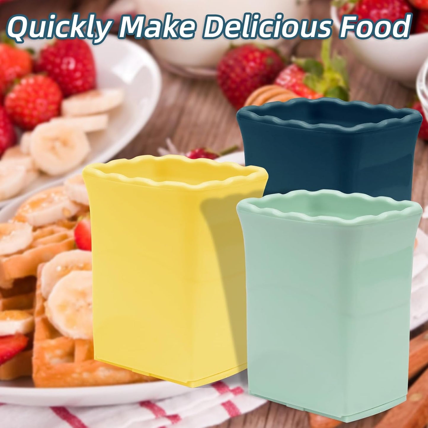 2-Piece Fruit Slicer Set, Stainless Steel, Mini Cup Slicer, Quick Salad Maker, Creative Kitchen Gadget (Navy Blue + Cyan)
