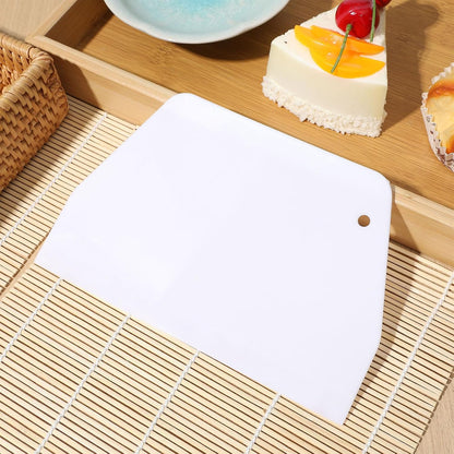 2 PCS Large Plastic Dough Scraper for Baking, Trapezoidal Bench Cutter and Flexible Bowl Spatula for Bread Cake Decorating, Fondant Icing Smoothing Tool, White