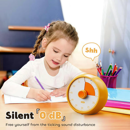 Visual Timer for Kids 60-Minute Countdown Timer with Optional Alarm, Focus Tool for ADHD & Autism, Time Management for Homework, Chores, Office, Kitchen, Teaching & Study Routines (Orange)