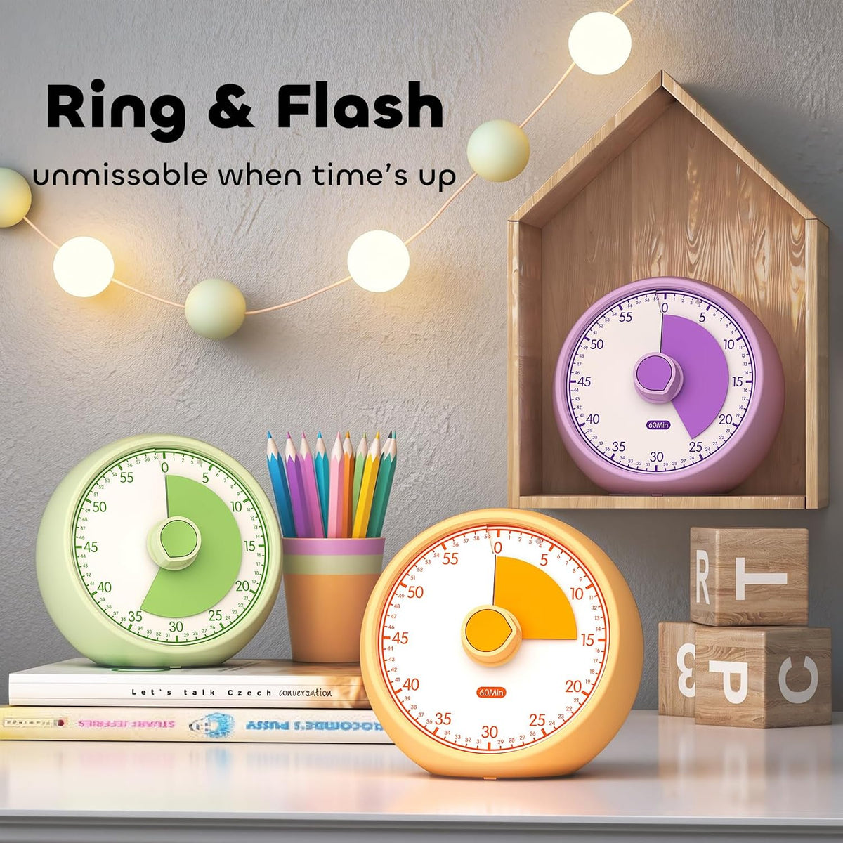 Visual Timer for Kids 60-Minute Countdown Timer with Optional Alarm, Focus Tool for ADHD & Autism, Time Management for Homework, Chores, Office, Kitchen, Teaching & Study Routines (Orange)