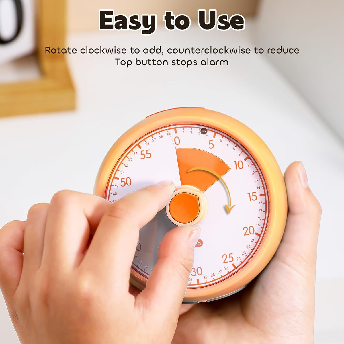 Visual Timer for Kids 60-Minute Countdown Timer with Optional Alarm, Focus Tool for ADHD & Autism, Time Management for Homework, Chores, Office, Kitchen, Teaching & Study Routines (Orange)