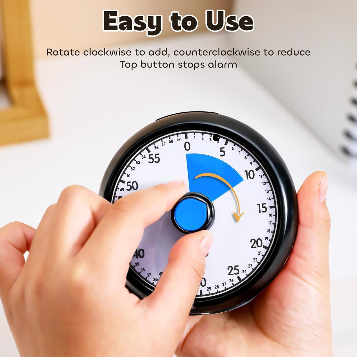 Visual Timer for Kids 60-Minute Countdown Timer with Optional Alarm, Focus Tool for ADHD & Autism, Time Management for Homework, Chores, Office, Kitchen, Teaching & Study Routines (Orange)