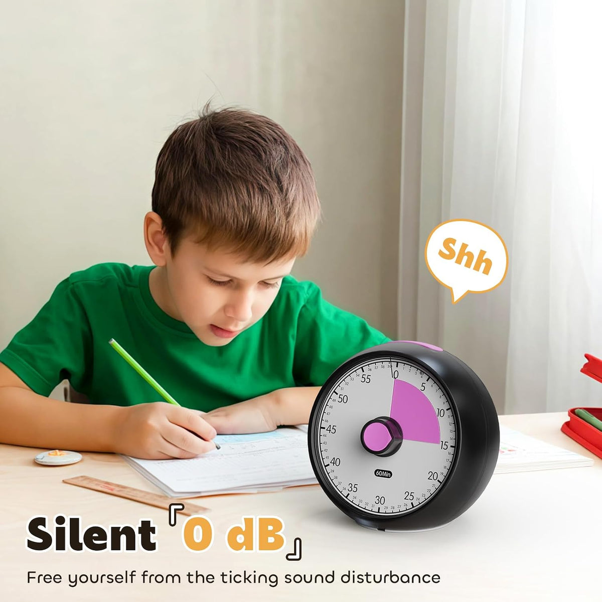 Visual Timer for Kids 60-Minute Countdown Timer with Optional Alarm, Focus Tool for ADHD & Autism, Time Management for Homework, Chores, Office, Kitchen, Teaching & Study Routines (Orange)
