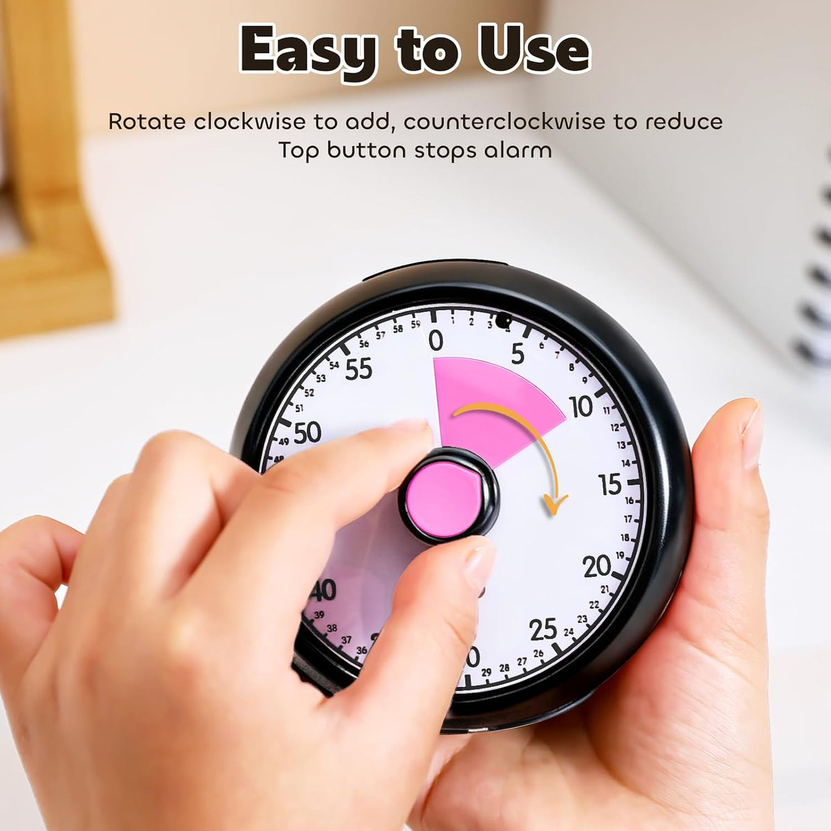 Visual Timer for Kids 60-Minute Countdown Timer with Optional Alarm, Focus Tool for ADHD & Autism, Time Management for Homework, Chores, Office, Kitchen, Teaching & Study Routines (Orange)