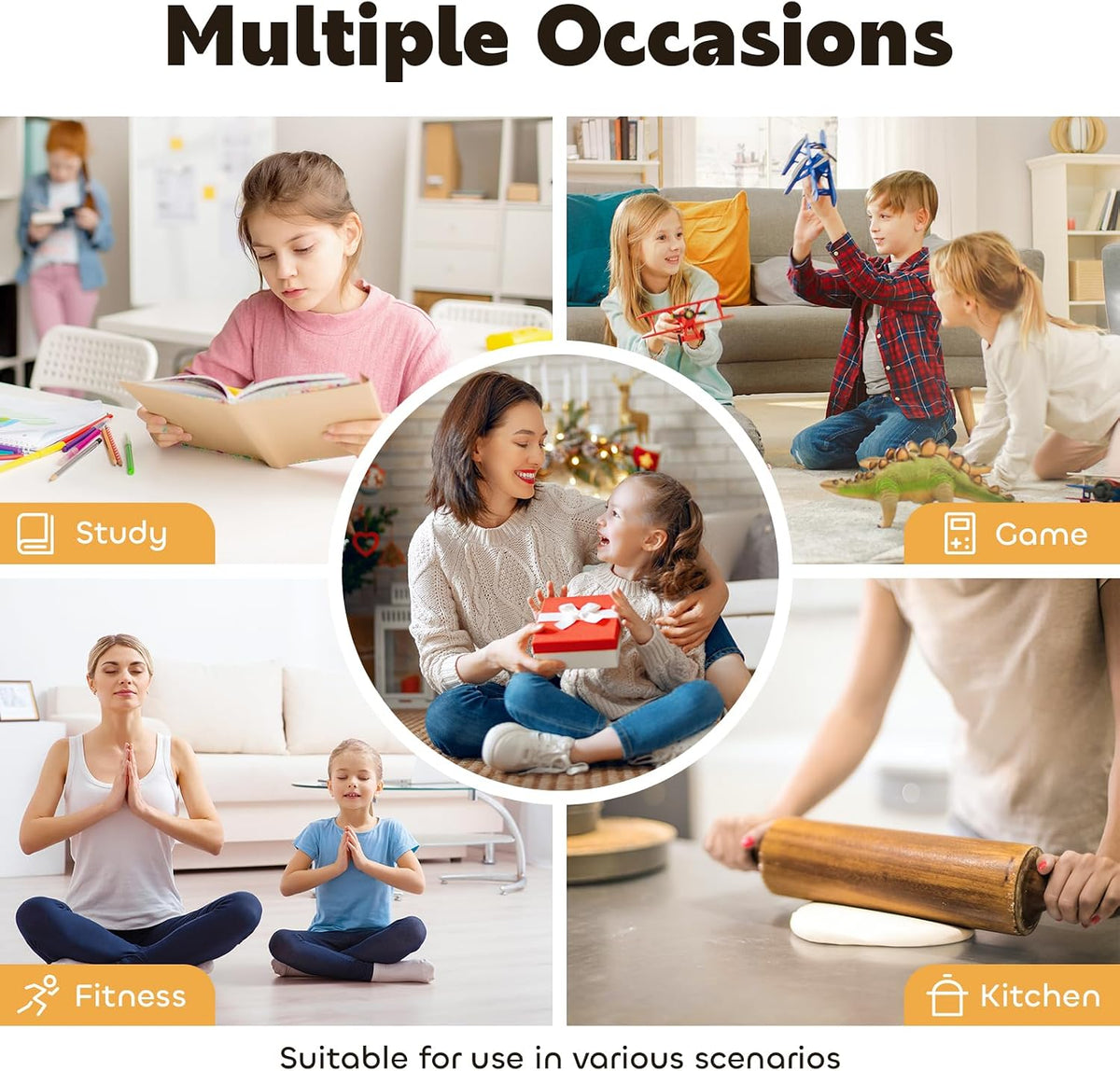 Visual Timer for Kids 60-Minute Countdown Timer with Optional Alarm, Focus Tool for ADHD & Autism, Time Management for Homework, Chores, Office, Kitchen, Teaching & Study Routines (Orange)
