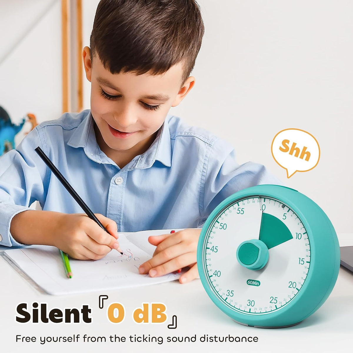 Visual Timer for Kids 60-Minute Countdown Timer with Optional Alarm, Focus Tool for ADHD & Autism, Time Management for Homework, Chores, Office, Kitchen, Teaching & Study Routines (Orange)