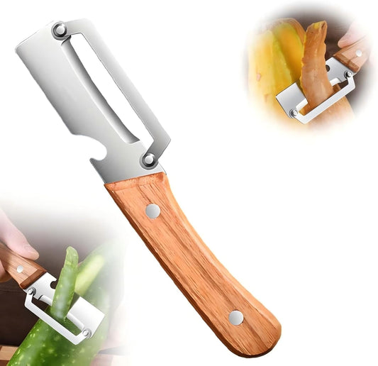 Multi-Functional Vegetable Peeler for Kitchen, 2026 New Stainless Steel Blade with Wooden Handle and Bottle Opener, Kitchen Tool for Vegetables Fruits Pumpkin, Gifts for Mom (1PCS)