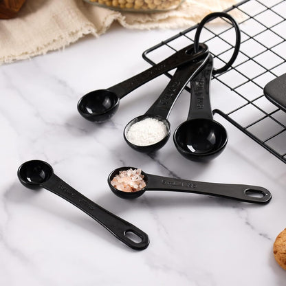 Measuring Spoons, Plastic Measuring Spoons Set with Egg Separator 12-Piece,Black