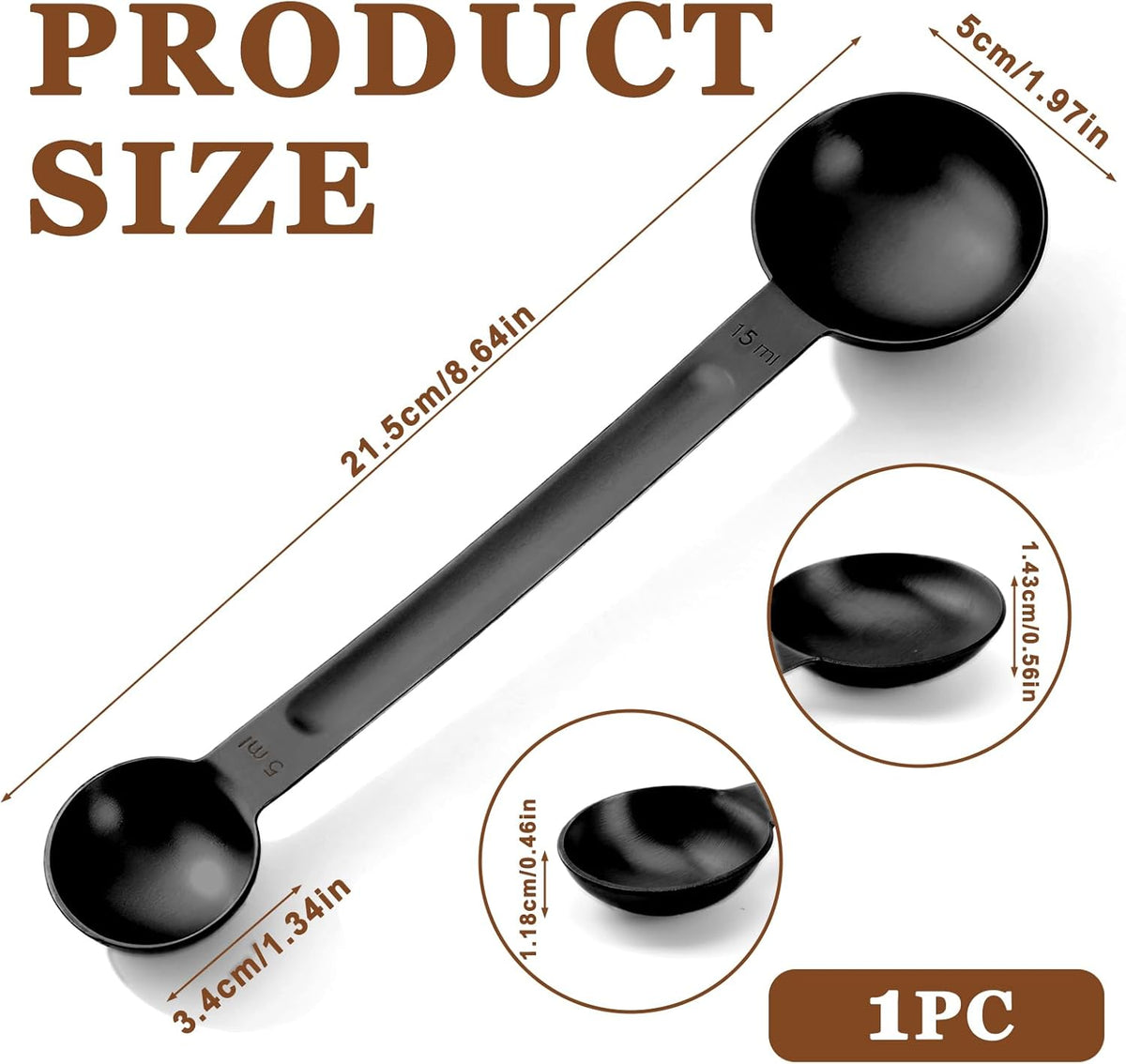 Double Sided Measuring Spoon Stainless Steel Coffee Scoop Teaspoon Measuring Spoon 1 Tsp (5ml) & 1 Tbsp (15ml) Dual-Measure Long-Handle Spoons Coffee Measurings Spoons (Sliver)