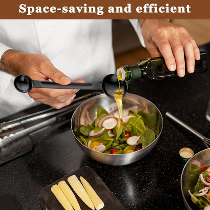 Double Sided Measuring Spoon Stainless Steel Coffee Scoop Teaspoon Measuring Spoon 1 Tsp (5ml) & 1 Tbsp (15ml) Dual-Measure Long-Handle Spoons Coffee Measurings Spoons (Sliver)