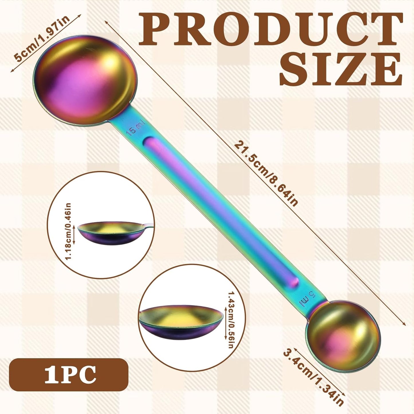 Double Sided Measuring Spoon Stainless Steel Coffee Scoop Teaspoon Measuring Spoon 1 Tsp (5ml) & 1 Tbsp (15ml) Dual-Measure Long-Handle Spoons Coffee Measurings Spoons (Sliver)