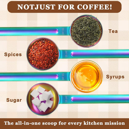Double Sided Measuring Spoon Stainless Steel Coffee Scoop Teaspoon Measuring Spoon 1 Tsp (5ml) & 1 Tbsp (15ml) Dual-Measure Long-Handle Spoons Coffee Measurings Spoons (Sliver)