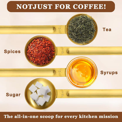 Double Sided Measuring Spoon Stainless Steel Coffee Scoop Teaspoon Measuring Spoon 1 Tsp (5ml) & 1 Tbsp (15ml) Dual-Measure Long-Handle Spoons Coffee Measurings Spoons (Sliver)
