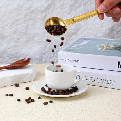 Double Sided Measuring Spoon Stainless Steel Coffee Scoop Teaspoon Measuring Spoon 1 Tsp (5ml) & 1 Tbsp (15ml) Dual-Measure Long-Handle Spoons Coffee Measurings Spoons (Sliver)