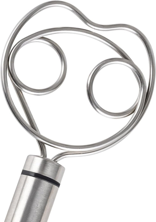 Premium Stainless Steel Danish Dough Whisk (8.5 Inch) - Dishwasher Safe Sourdough Bread Mixer & Batter Blender for Pizza, Pastry Baking