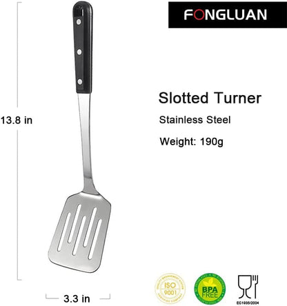 Stainless Steel Cooking Slotted Turner/Spatula Heat-Resistant POM Handles Heavy Duty Metal Kitchen Spatulas For Cooking & Serving