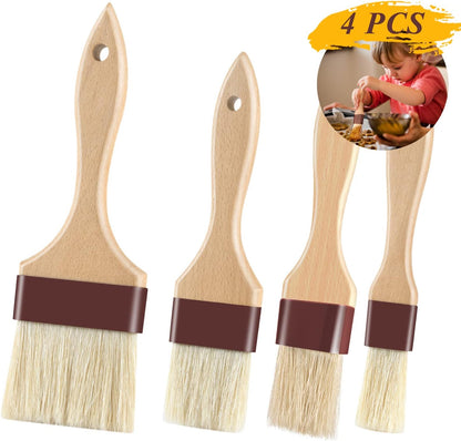 Pastry Brushes for Baking Basting Brush with Boar Bristles and Beech Hardwood Handles Culinary Oil Brush for Barbecue Butter Grill BBQ Sauce Baster Marinade Kitchen Food Cooking Brushes (1 inch)