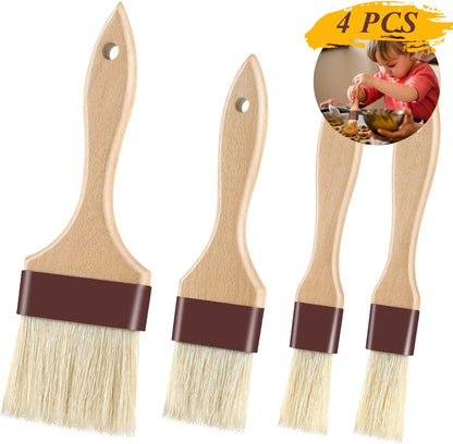 Pastry Brushes for Baking Basting Brush with Boar Bristles and Beech Hardwood Handles Culinary Oil Brush for Barbecue Butter Grill BBQ Sauce Baster Marinade Kitchen Food Cooking Brushes (1 inch)