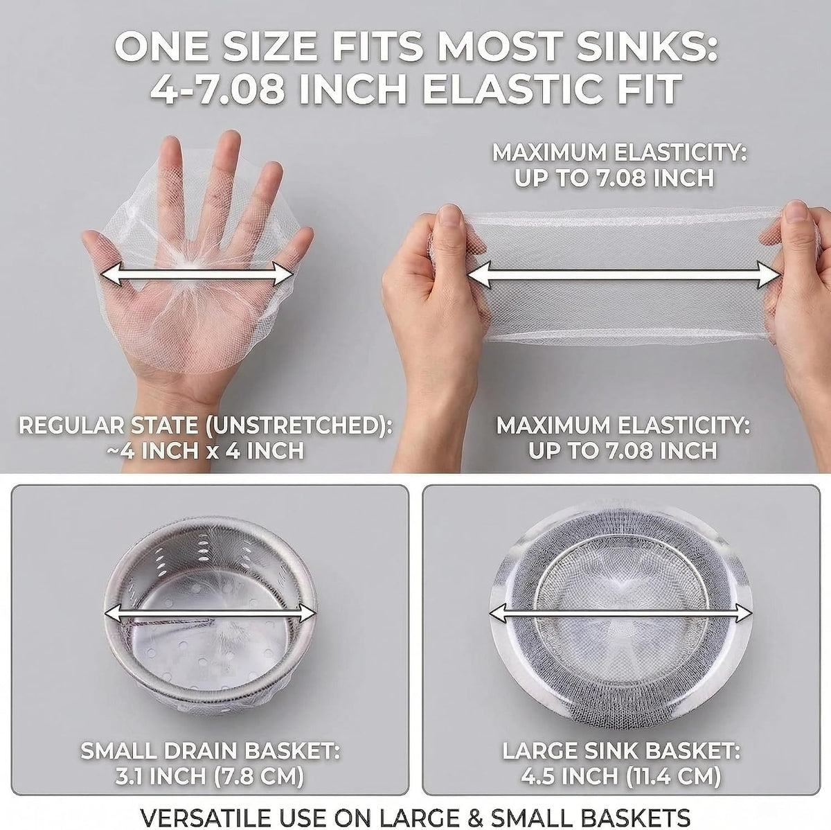 200 Pcs Disposable Sink Strainer Bags, Elastic Fine Mesh Nets