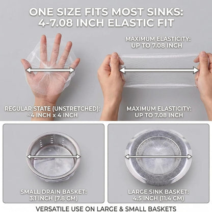 200 Pcs Disposable Sink Strainer Bags, Elastic Fine Mesh Nets