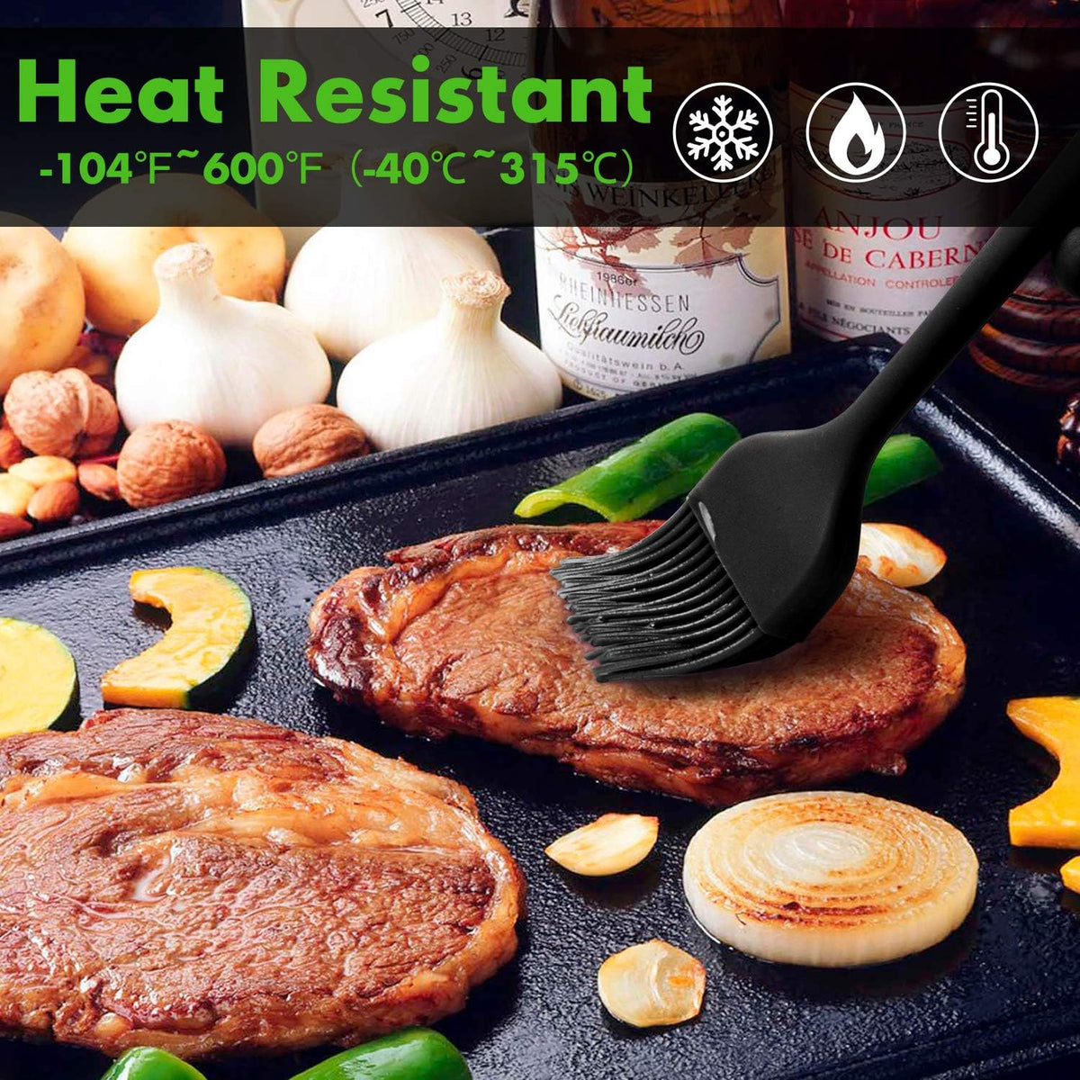 600℉ Heat Resistant Silicone Basting &Pastry Brushes, Black 2