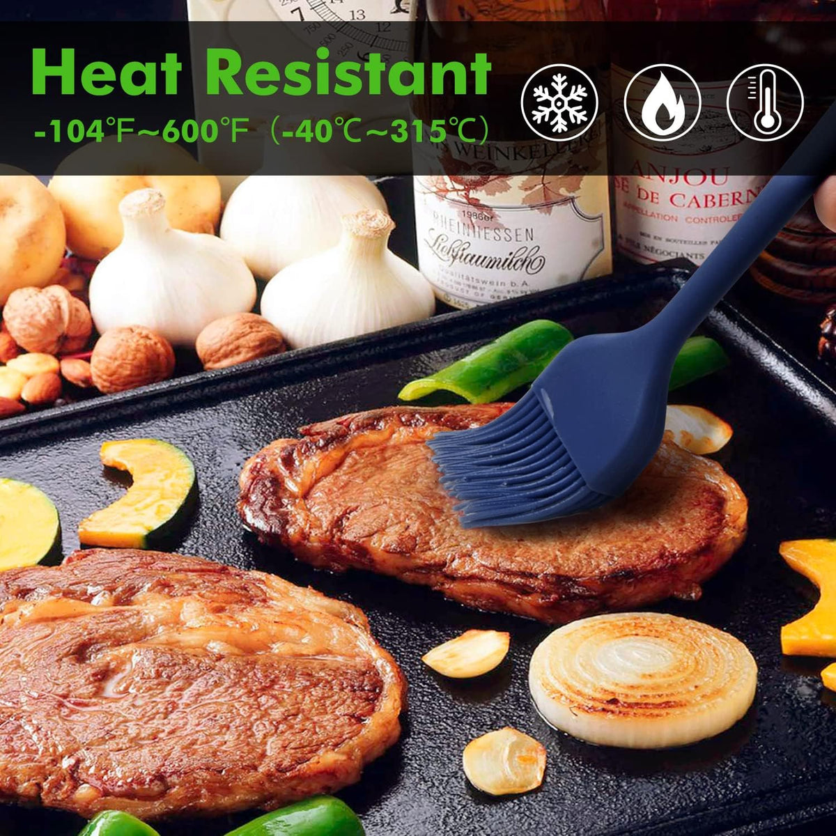 600℉ Heat Resistant Silicone Basting &Pastry Brushes, Black 2