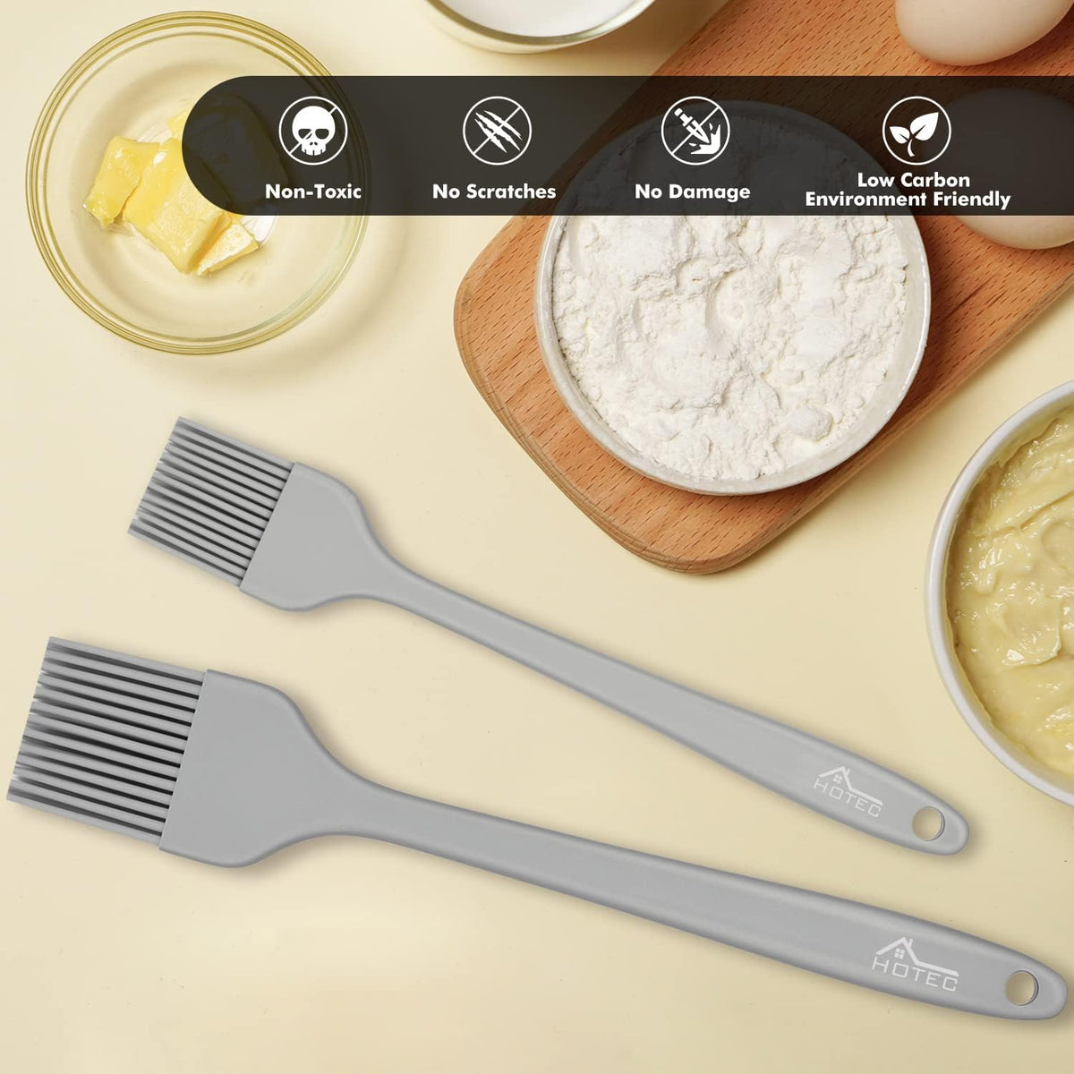600℉ Heat Resistant Silicone Basting &Pastry Brushes, Black 2