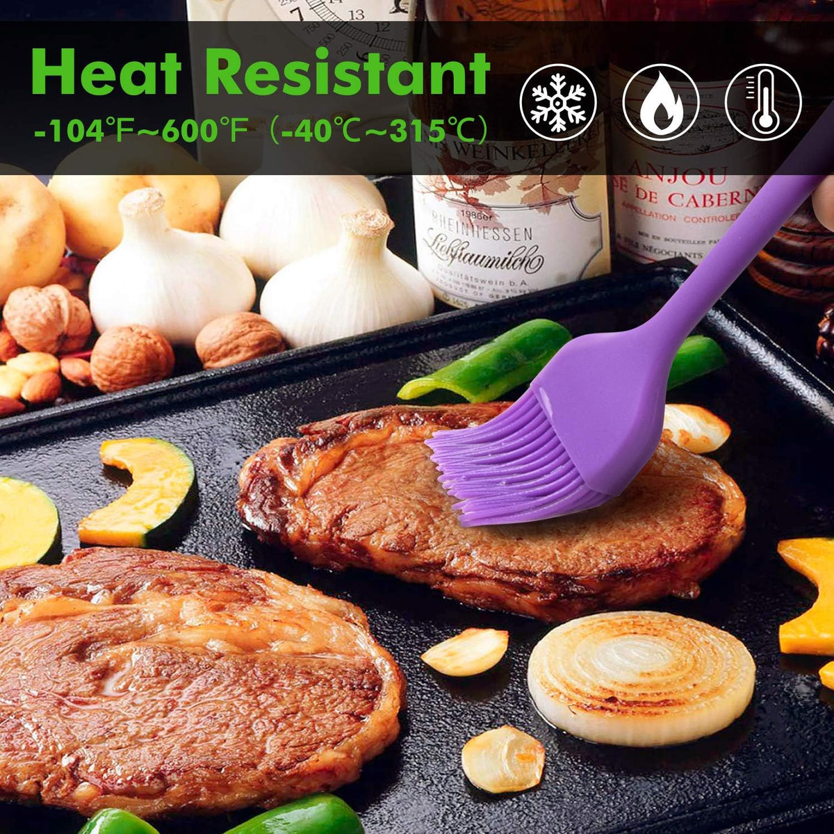 600℉ Heat Resistant Silicone Basting &Pastry Brushes, Black 2