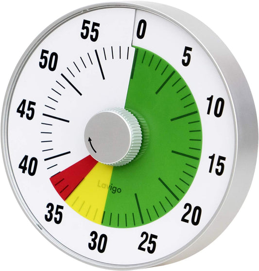 Kitchen Timer, Countdown Visual Analog Timer, Quiet Counting, Low Loud and Mute Alarm for Teachers Classroom, Kids, Adults Kitchen, Office, Gym (Green) LT21-TC 7.5 inches