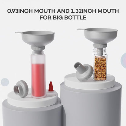 Wide Mouth Versatile Funnel, Canning Funnels for Kitchen Use, Food Grade Plastic Cooking Funnel Set with 4 Size Spouts and 2 Strainers for Filling Different Bottles and Bags, Grey