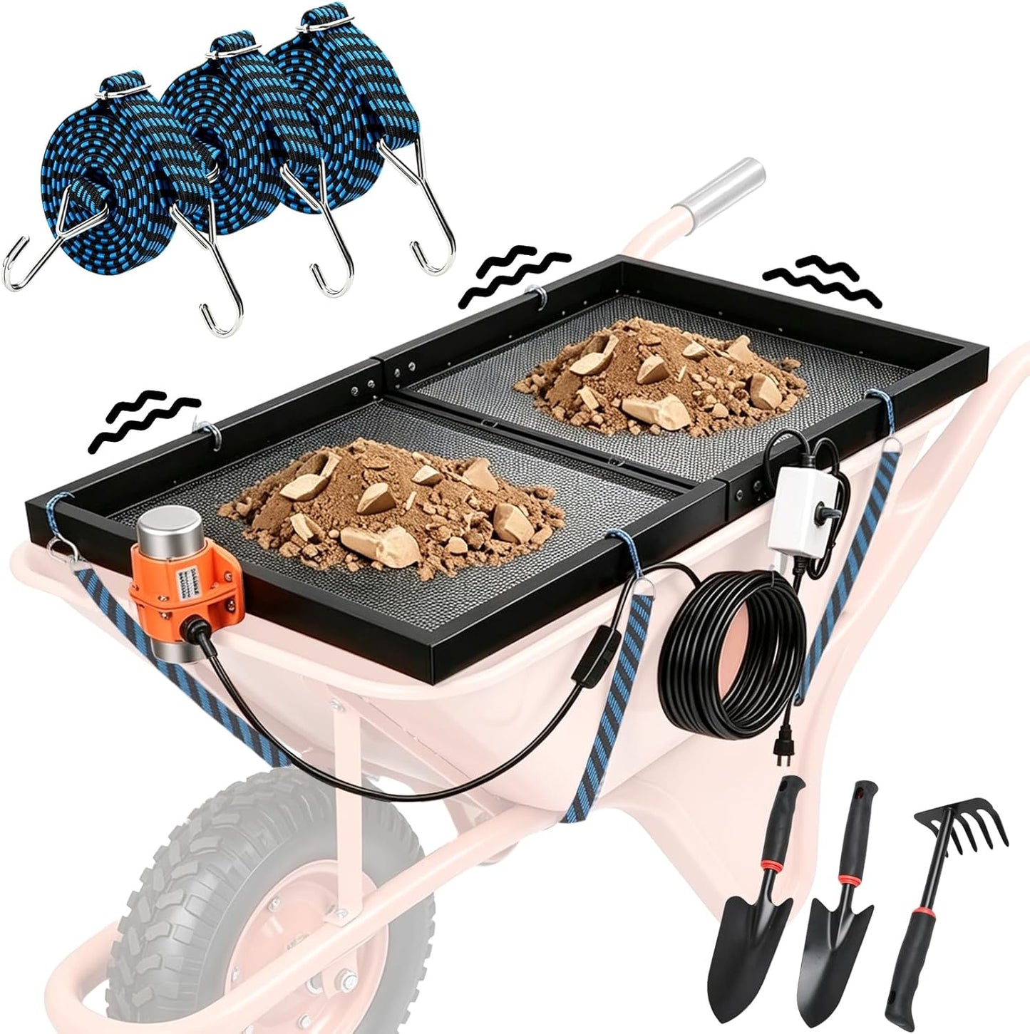 2 Pack Soil Sifter for Gardening - Rock Compost Sand Sifter Fits 5-Gallon Buckets 1/4 Inch & 1/8 Inch Mesh Sifting Screen Sieve for Gravel, Dirt, Sawdust with Repotting Mat